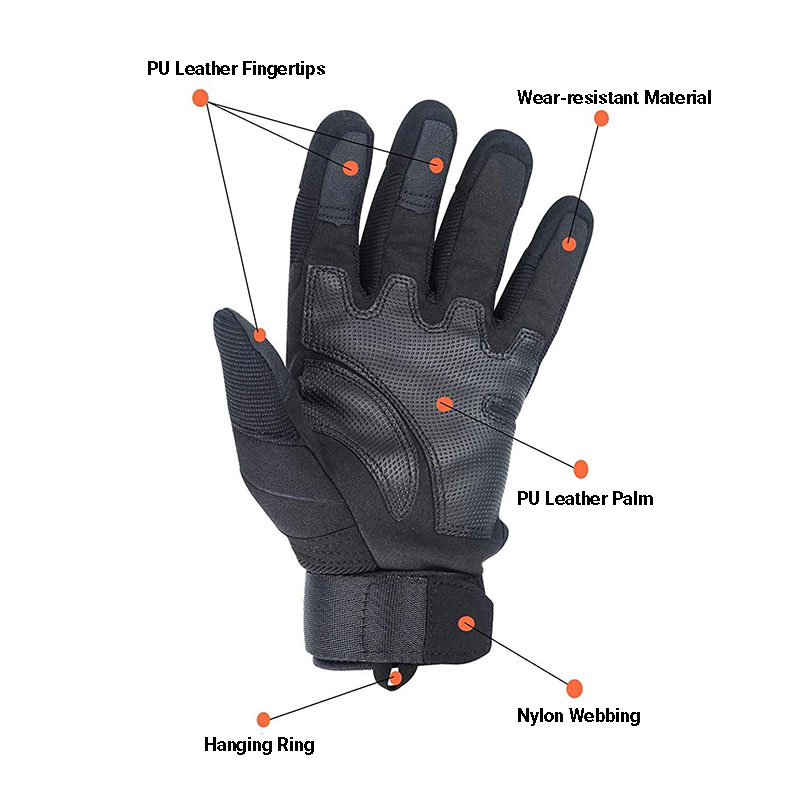 Taktische Handschuhe im Handflächenbereich