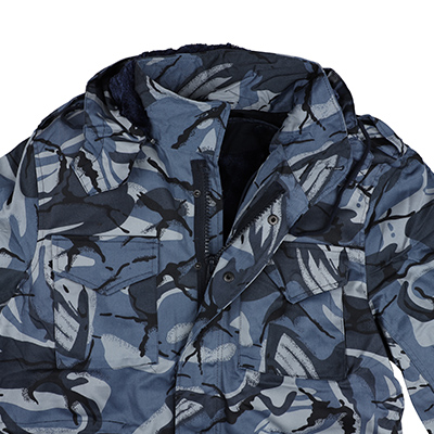 Militärjacke Blau Reißverschluss vorne mit einer Sturmklappe mit Druckknopfverschluss