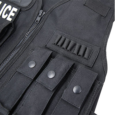 Schwarze Polizei-Taktikweste, Pistolenmagazintaschen