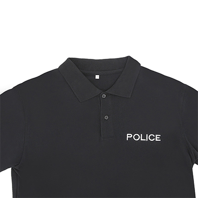 Schwarze maßgeschneiderte Polizei-Poloshirts mit geputzter Knopfleiste